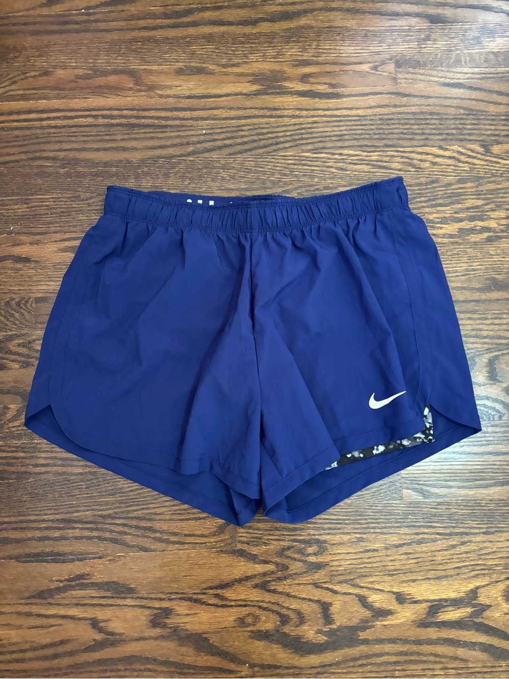 Nike Women’s Dri Fit Athletic Running Shorts Navy Grey Black Spandex Gym